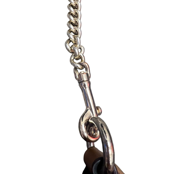 Coach Pebbled Leather Crossbody Shoulder Bag Camel Tan Chain Strap 12x12x4 - Picture 4 of 11